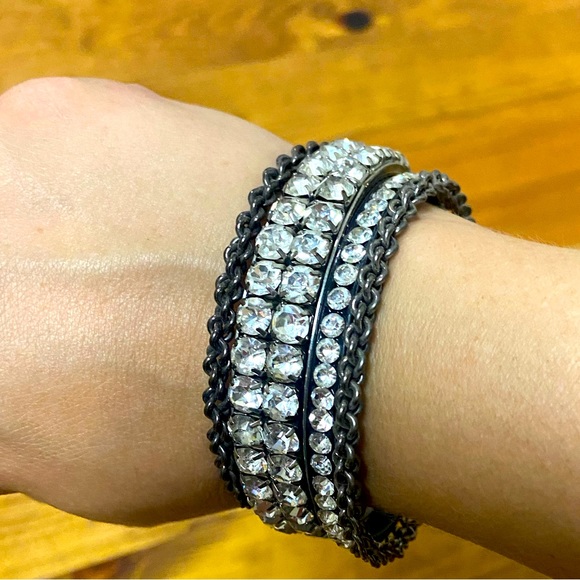 Women’s Rhinestone Bangle Bracelet Set - Picture 1 of 3